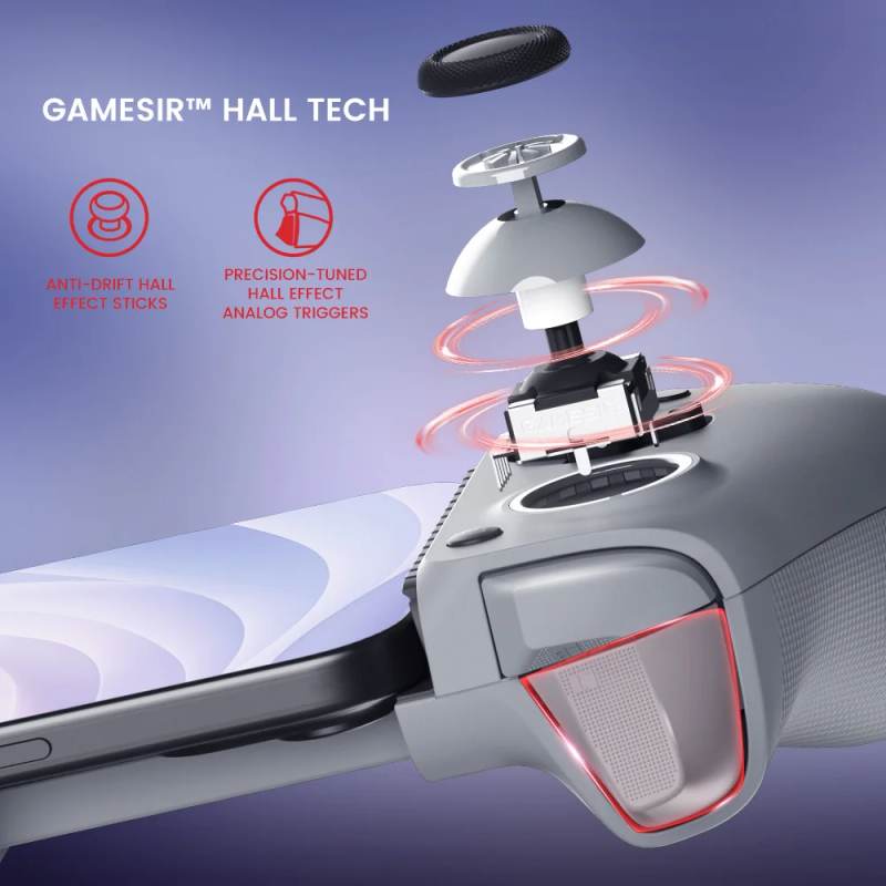 GaSir G8 Galileo mobilusis valdiklis Type C Gapad su Hall Effect Stick, skirtas iPhone 15 Android PS Remote Play Cloud_voghion.com