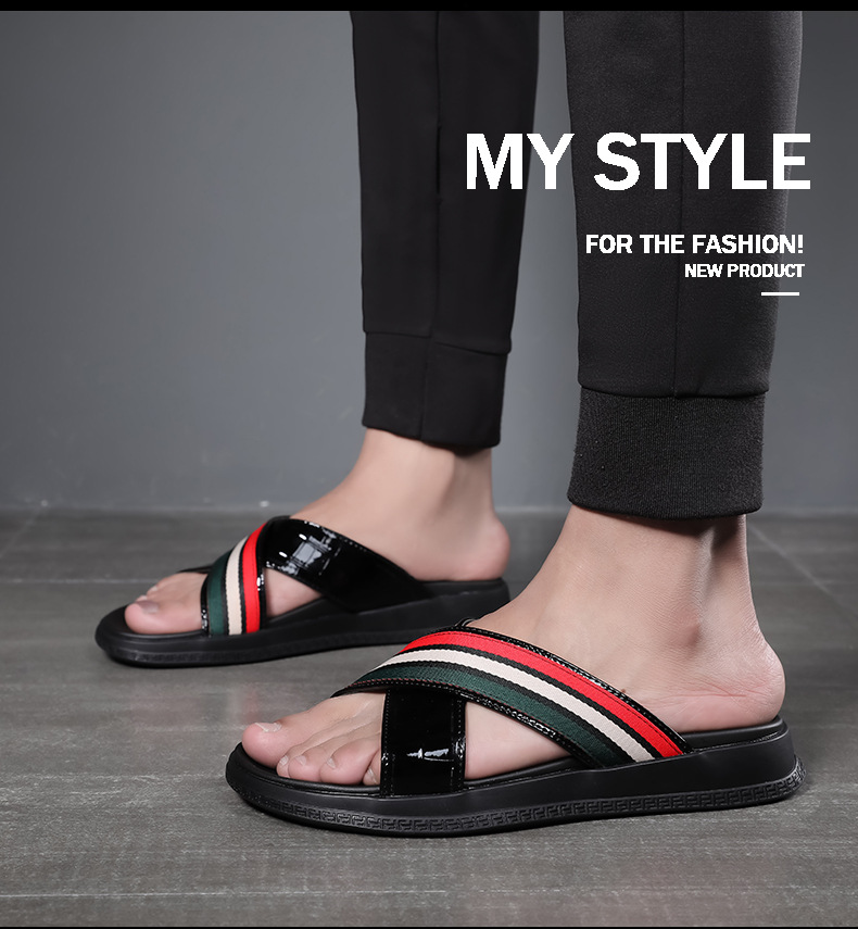 Outdoor Sandals Men's Slippers Personalized Summer Korean Sandals Beach Wear Leather Trend 2022 New Soft Bottom_voghion.com