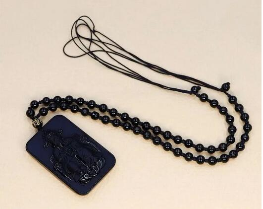 Obsidian – pendentif dieu de la richesse pour homme et femme, bijoux naturels, amulettes noires, collier de luxe chinois_voghion.com