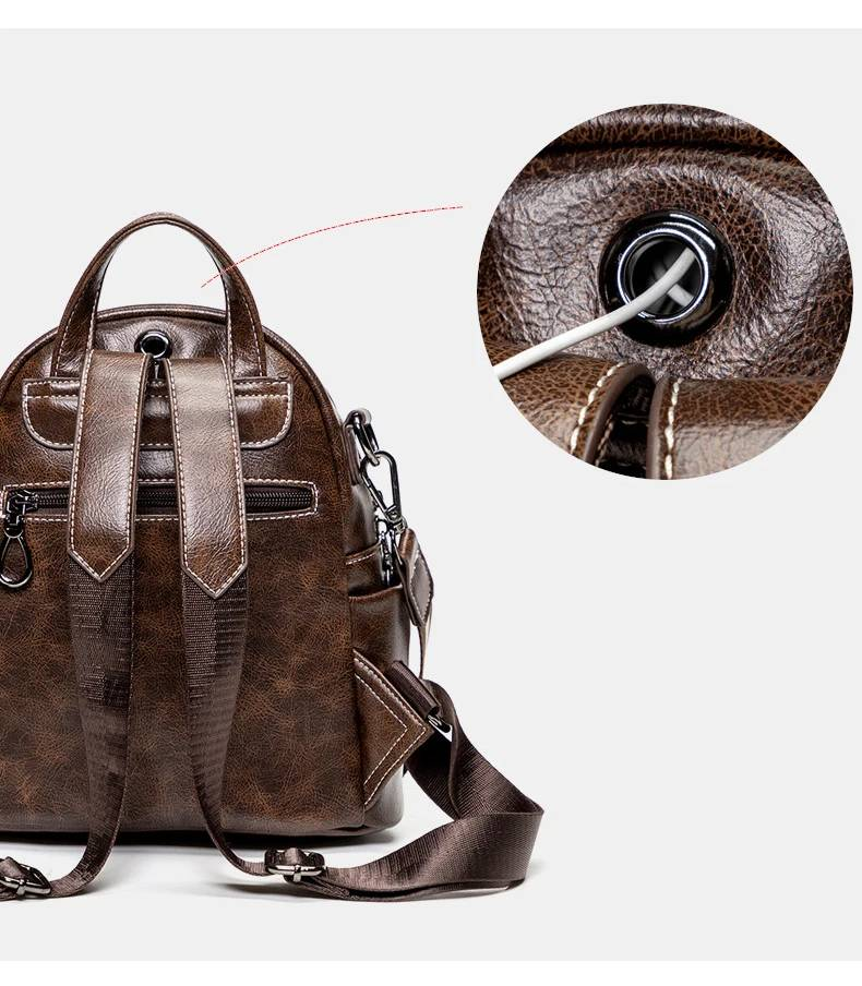 atinfor Marka Antykradzieżowy Vintage Kobiety Mały Plecak Miękka Skórzana Torebka Casual Torba Na Ramię dla Pań_voghion.com