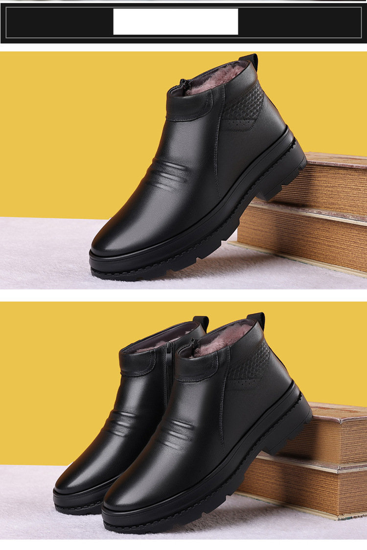 Winter Herren Baumwollschuhe Leder Wolle gepolstert verdickte warme Schuhe rutschfeste Reißverschluss High-Top Baumwollschuhe_voghion.com