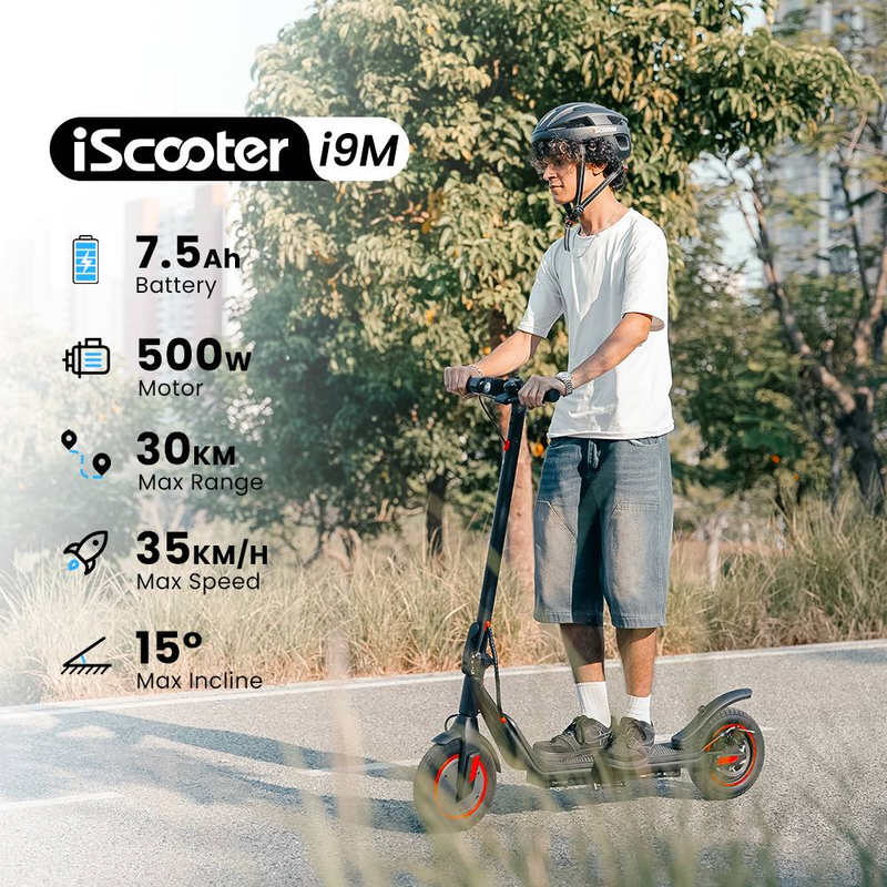 iScooter i9M sähköpotkulauta aikuisille, 500 W 10'' työmatkasähköpotkulauta vakionopeudensäätimellä, kaksoisjarrutusjärjestelmällä_voghion.com