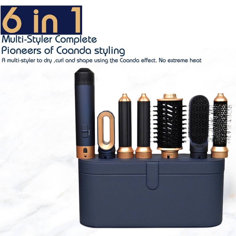 Set de coafat 6 în 1 cu uscător de păr multifuncțional și baghetă de ondulare automată_voghion.com