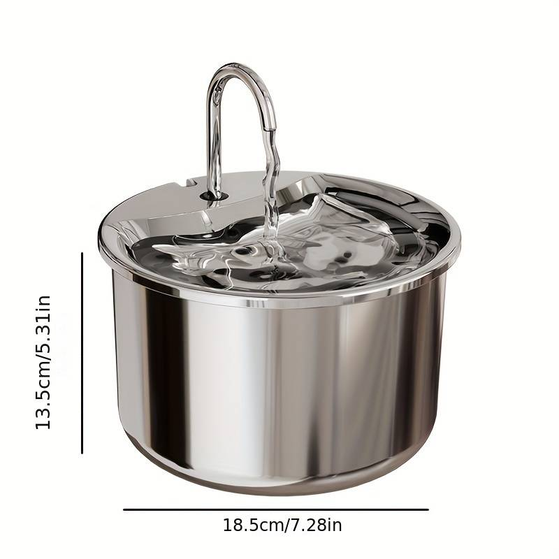 Fontaine à eau automatique pour animaux de compagnie en acier inoxydable | Distributeur d'eau silencieux pour chats et chiens, alimenté par USB, avec bassin anti-éclaboussures, grande capacité de 2,5 L_voghion.com