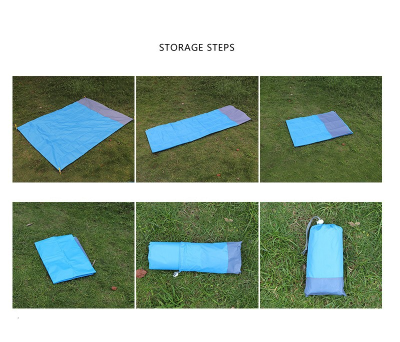 Outdoor Camping Waterproof Convenient Foldable Portable Picnic Mat Moisture Proof Mat Polyester Plaid Pocket Beach Mat_voghion.com