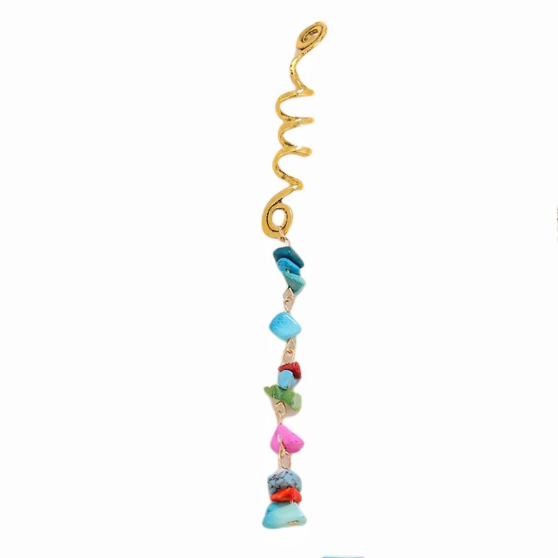 Irish Ethnic Style Braided Hair Accessories With Wrapped Colorful Dreadlocks And Natural Colored Stones_voghion.com