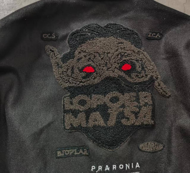 Bestickte Baseballjacke für Herren – College-Mantel mit Vintage-Tierprint (M-2XL) – Streetwear-Oberbekleidung aus Polyester mit Akzenten aus Used-Leder_voghion.com