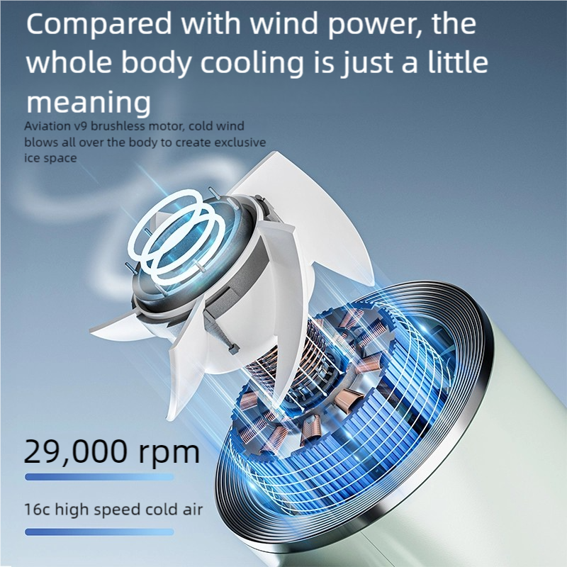 3600mAh Ice Pack Fan Foldable Semiconductor Refrigeration High Speed Turbofan Infinitely Variable Speed Handheld Electric Fan_voghion.com