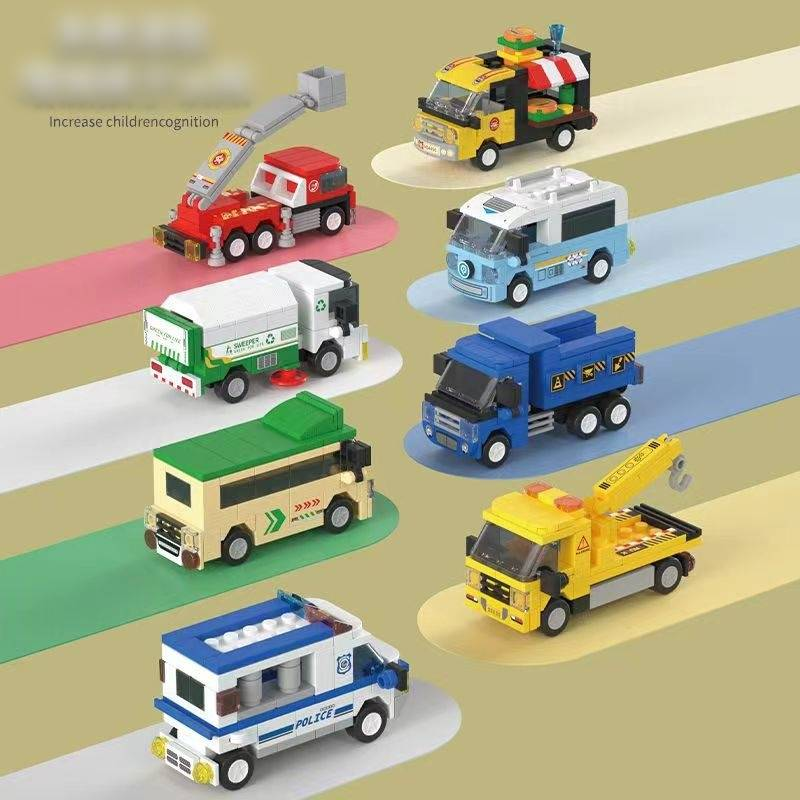 Compatible With Lego Toy Building Blocks City Transportation, Cartoon Car Assembly Engineering Car Toys Male Puzzle Model Building Blocks_voghion.com