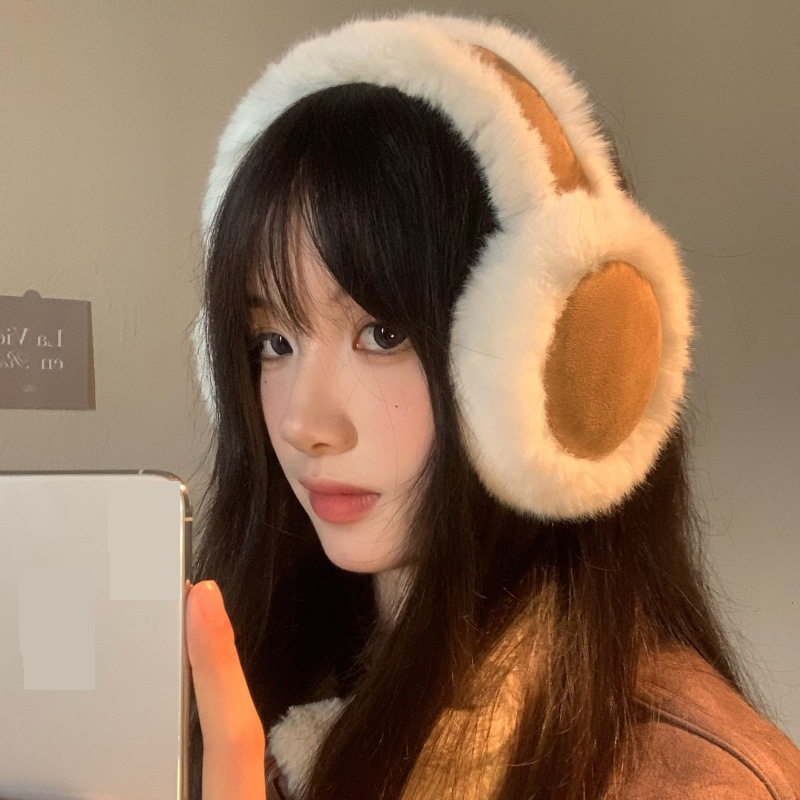 Cache-oreilles en daim et peluche pour femme, cache-oreilles chauds en velours, résistants au froid, idéal pour le cyclisme, tendance hiver_voghion.com