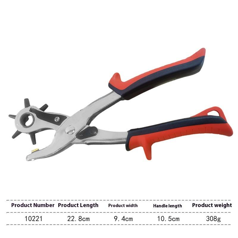 Outil de perforation multifonction professionnel pour ceintures, montres et bracelets – Lame en acier au carbone robuste, design compact et ergonomique (22,8 x 9,4 x 2 cm)_voghion.com