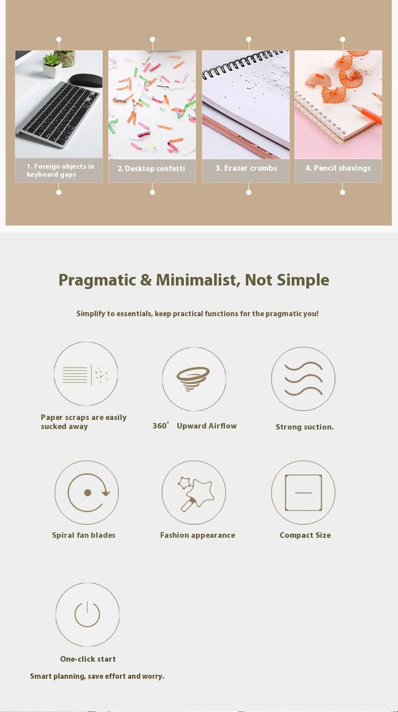 Wireless Handheld Vacuum Cleaner - Portable USB Rechargeable Mini Dust Cleaner For Home & Car, 10KPA Suction, Lightweight & Quiet_voghion.com