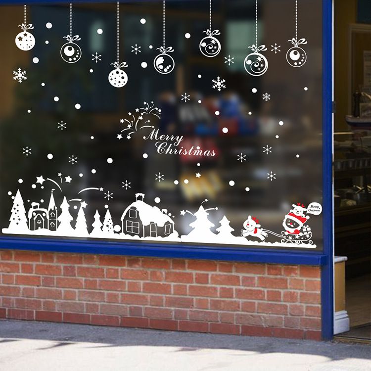 XL803 Adhesivos de pared navideños y de Año Nuevo para sala de estar y dormitorio, coloridos adhesivos de PVC para ventanas, decoración de fondo (60 x 90 cm)_voghion.com