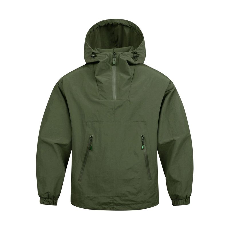 Giacca leggera da uomo con mezza cerniera e cappuccio, da esterno, con mezza cerniera e cappuccio - Giacca antivento traspirante da lavoro per esterni, per primavera e autunno_voghion.com