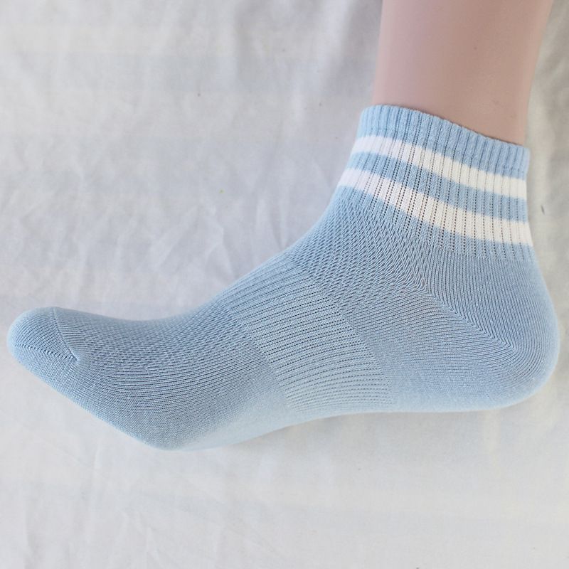 Sport Socks Two Bar Sports Socks Thin Mesh Women's Boat Socks Student Striped Short Tube Socks Breathable Cotton Socks_voghion.com