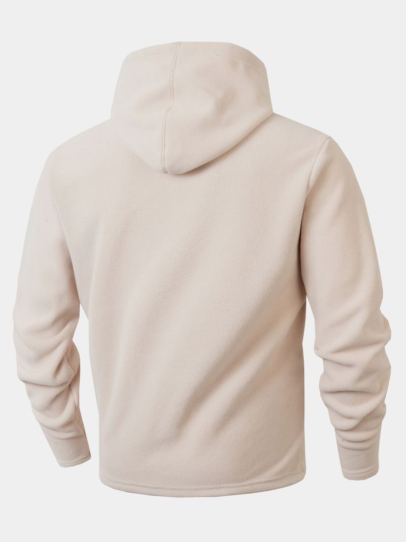 Felpa oversize con cappuccio in pile da uomo – Pullover invernale con tasche laterali (S-2XL, Nero/Blu navy/Antracite/Crema)_voghion.com