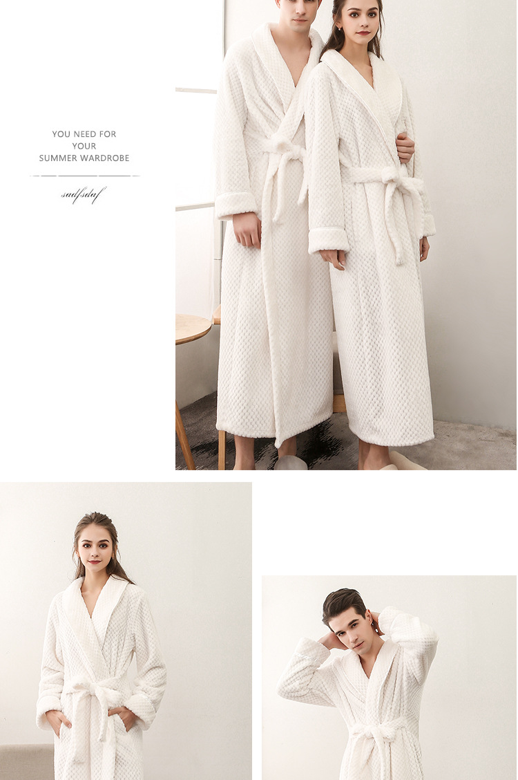 Biancheria intima e pigiami Autunno e inverno flanella ispessita Beibei velluto coppia camicia da notte uomo e donna più lungo formato fisso cintura accappatoio accappatoio_voghion.com
