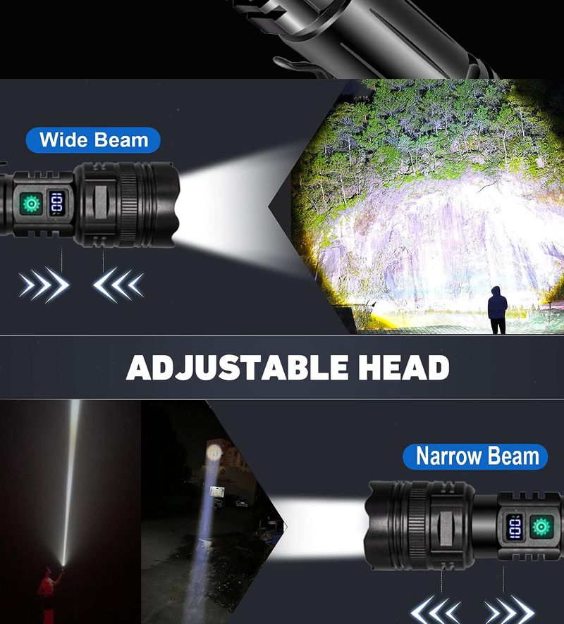 White Laser Patrol Outdoor Ultra-Bright Long-Range Zoom Portable Digital Power Bank Taschenlampe_voghion.com