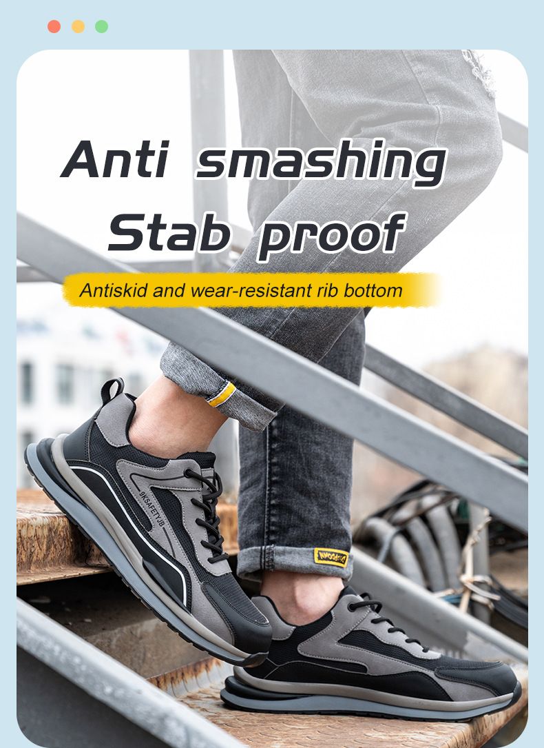 Arbeidsbeschermingsschoenen, anti-impact en anti-lek veiligheidsschoenen voor heren, ademend, lichtgewicht en slijtvast_voghion.com