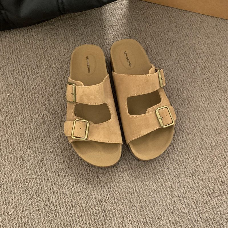 Ciabatte da coppia Forest Style con suola spessa per donna, estate 2025, sandali da pendolare pigri e senza lacci_voghion.com