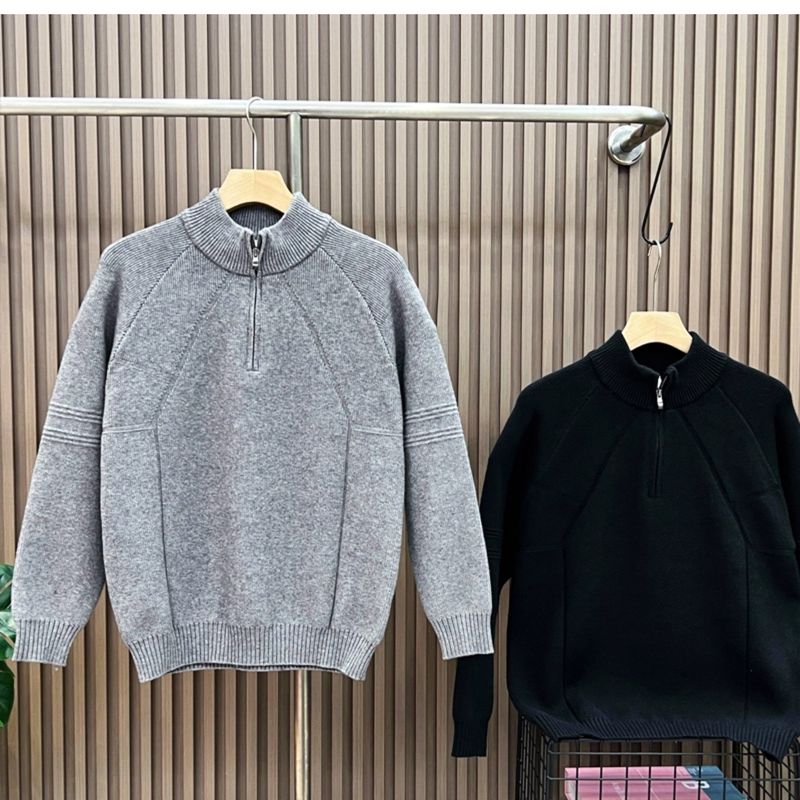Pullover mit halbem Reißverschluss für Herren, vielseitiges Strickoberteil, Oberbekleidung für Herbst und Winter, halber Rollkragen, Business-Stil_voghion.com