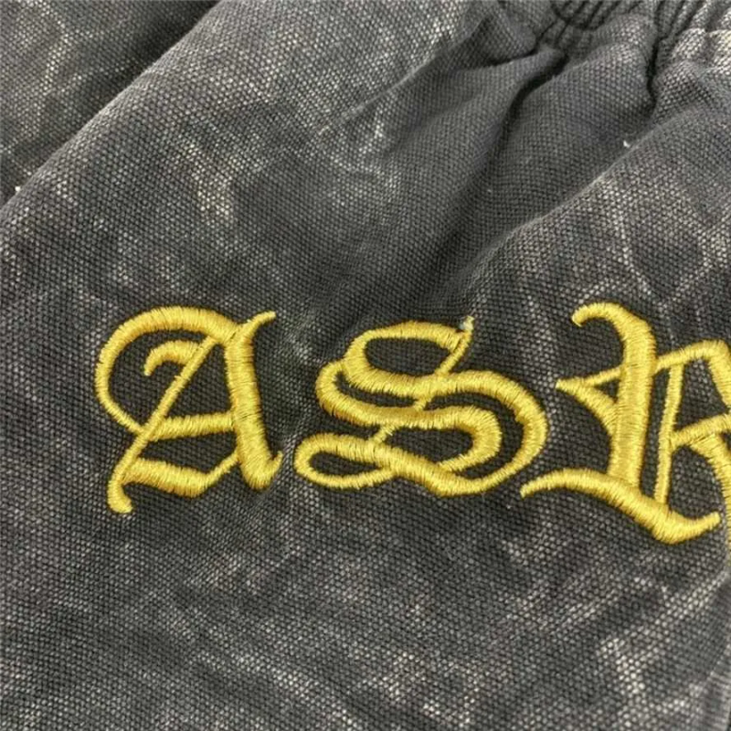 Men's Thick Fabric Men Women Multi Embroidered Graphic Askyurself Shorts Vintage Wash Mesh ASK Breeches T221129_voghion.com