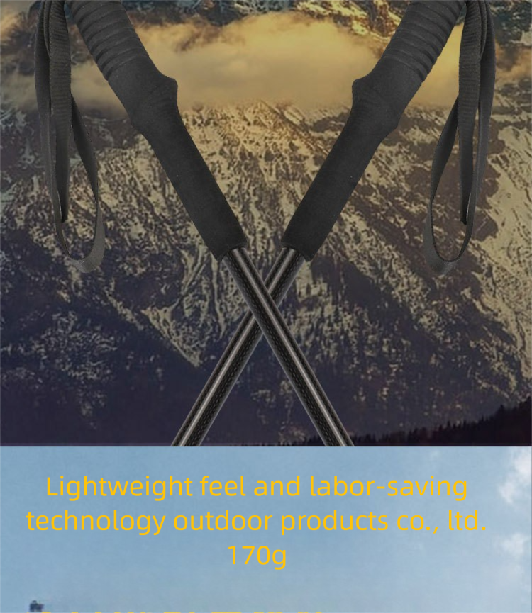Ultra-light Fiber Three-section Straight Handle External Lock Telescopic Hiking Outdoor Climbing Carbon Walking Stick_voghion.com