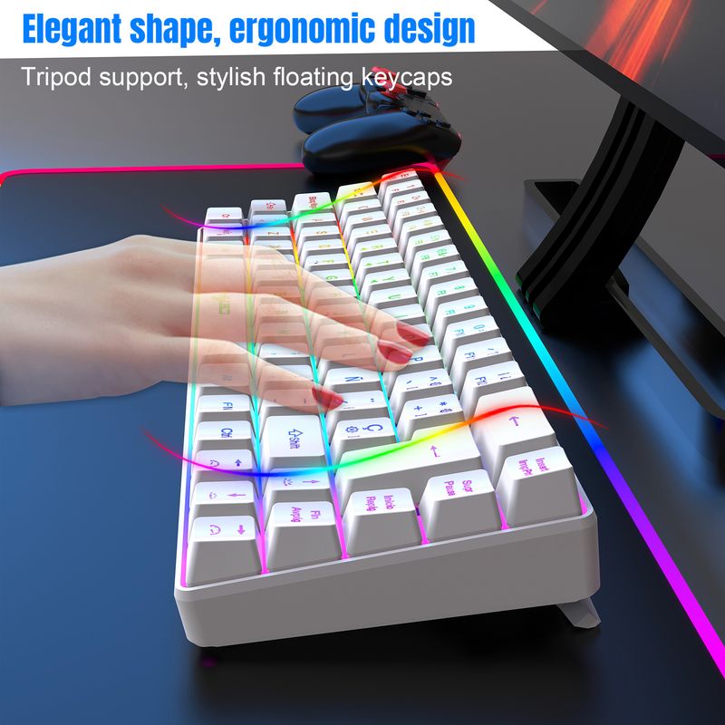 Tastiera da gioco cablata retroilluminata RGB a 69 tasti in spagnolo/inglese in offerta speciale, design compatto al 68%, un gadget indispensabile per chi lavora in ufficio e_voghion.com