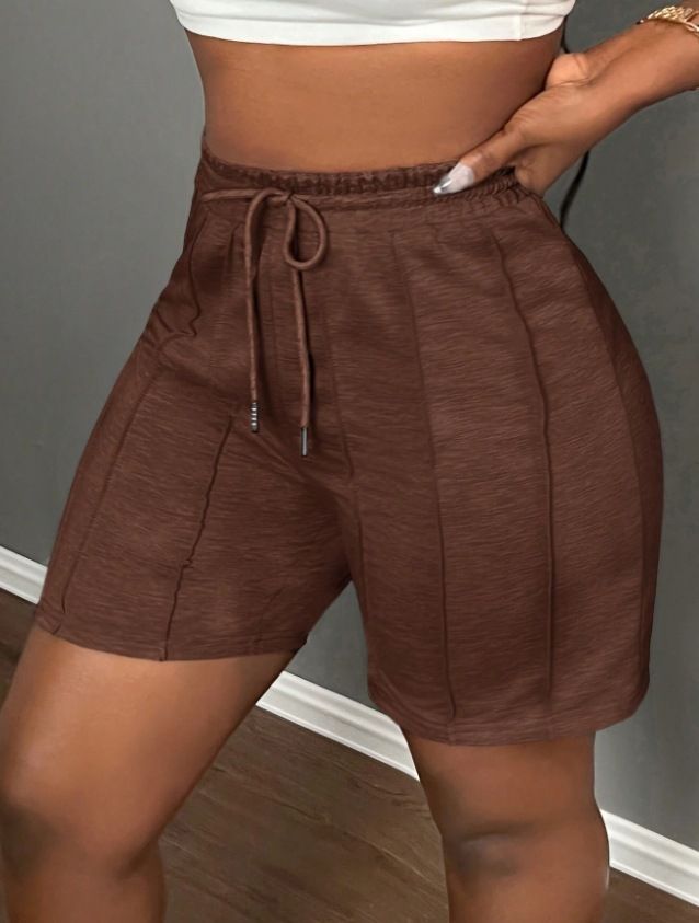 Vêtements pour femmes, loisirs d'été, sports, shorts à plis cure-dents sur le devant, pantalons de cyclisme, pantalons de sport, shorts gris clair_voghion.com