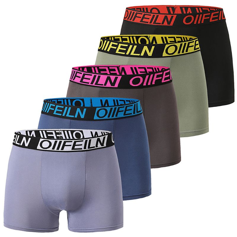 Overseas Five-Pack Men's Underwear Large Size Comfortable Loose Sports Briefs Youth Boxer Shorts_voghion.com
