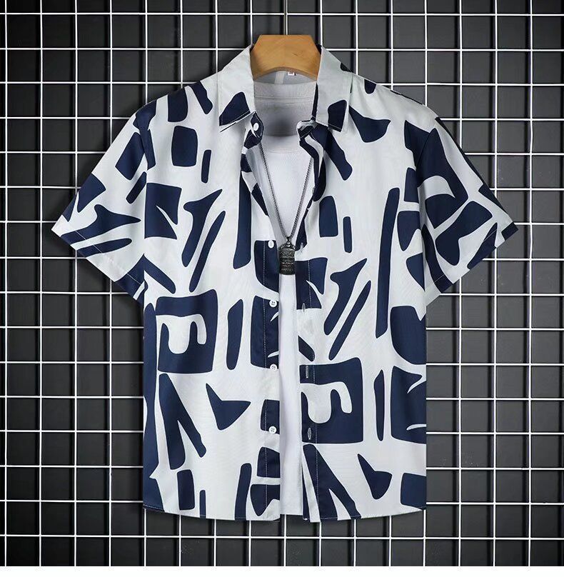 Camicia estiva a maniche corte da uomo in seta di ghiaccio, ad asciugatura rapida, alla moda, di grandi dimensioni, colorata, da spiaggia, coppia, due pezzi_voghion.com