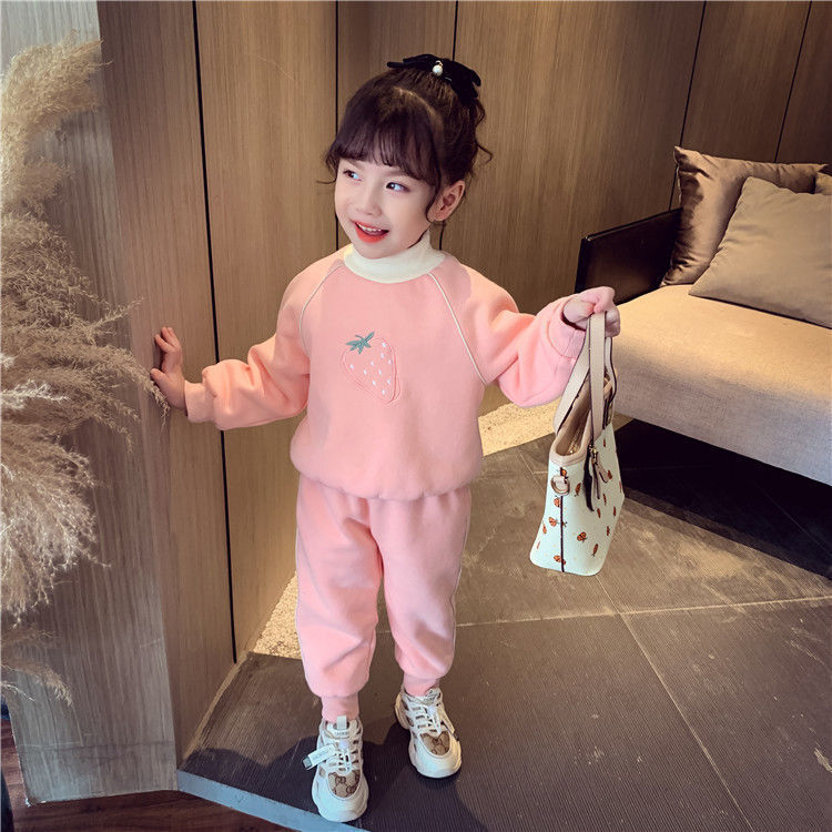 Pull épais en peluche pour filles de 2-5-7 ans, ensemble deux pièces, à la mode, pour petite fille, automne/hiver, nouvelle collection_voghion.com