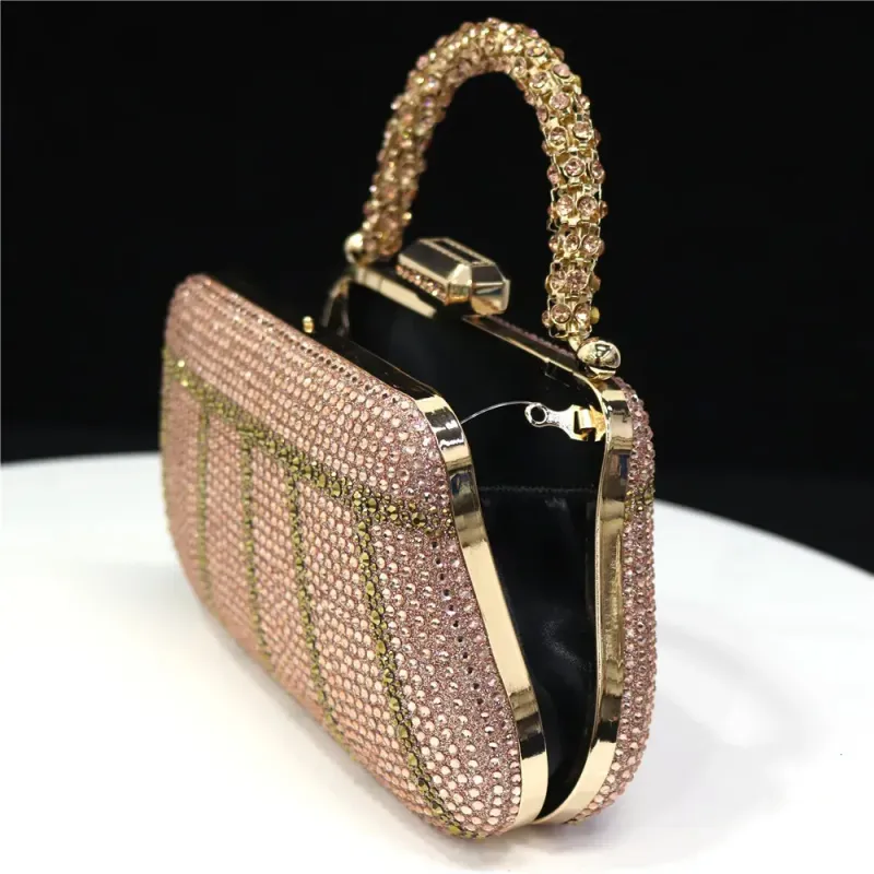 In Nigeria Exquisite Abendtaschen mit Diamant N Mode Griff Kupplung verziert lange Kette Tasche 250614l_voghion.com