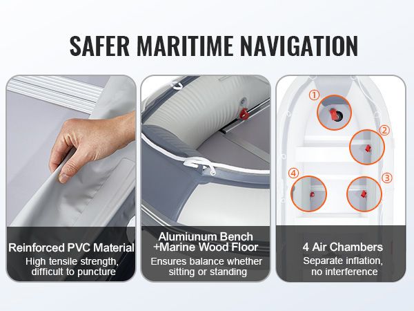 VEVOR Inflatable Dinghy Boat, 6-Person Transom Sport Tender Boat, with Marine Wood Floor and Adjustable Aluminum Bench, 1500 lbs Inflatable Fishing Bo_voghion.com