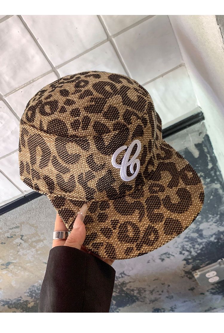 Leopard Print Flat-Brim Baseball Cap Women's 2025 Fall/Winter New Letter Embroidery_voghion.com