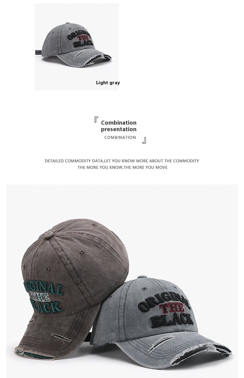 Soft Top Letter Three-dimensional Embroidery Hole Soft Top Baseball Cap European And American Outdoor Men's And Women's Duckbill Cap_voghion.com