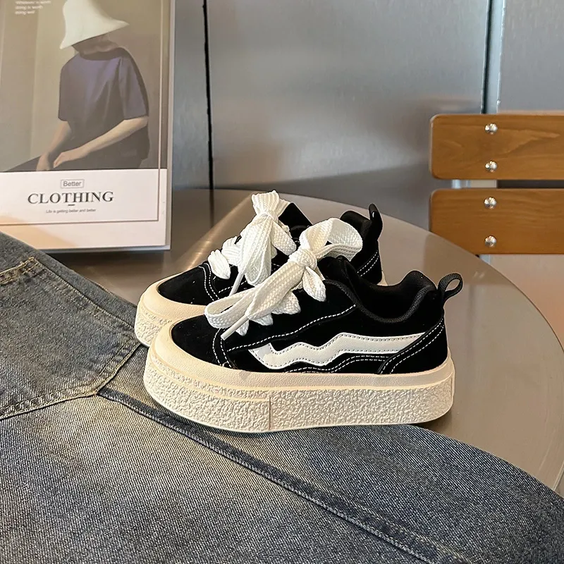 Kinder Gestreiften Leinwand Leistung für Jungen Kleinkind Mädchen Dicke Unterseite Plattform Schuhe Tennis 6-14 Y Frühling Herbst_voghion.com