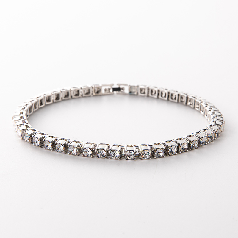 Modische Tenniskette im minimalistischen Stil mit 5 mm Strasssteinen, Fußketten aus Gold und Silber für Herren und Damen_voghion.com