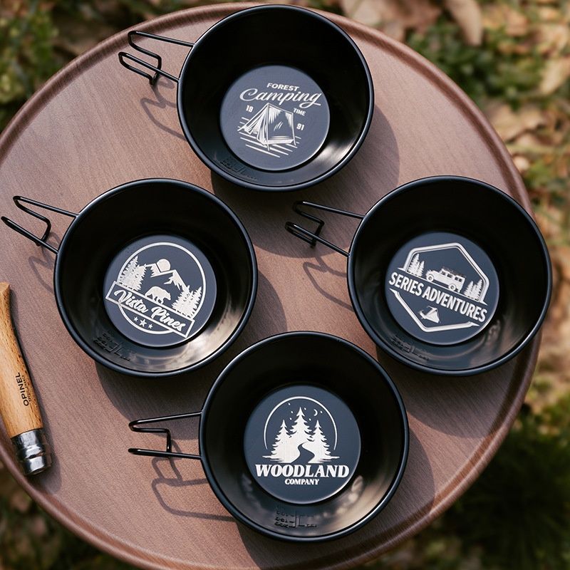 QFV50704555550<== Outdoor Camping Snow Bowl Picnic 304 Stainless Steel Tableware Heatable Portable Water Cup Blackened Equipment Set_voghion.com