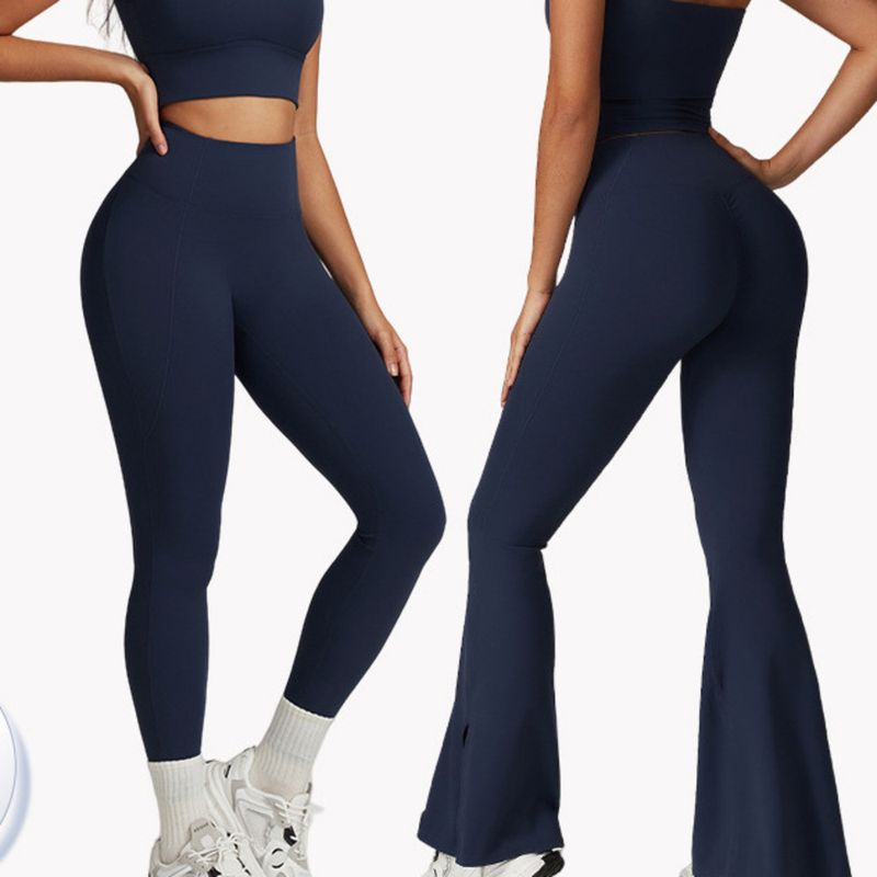 Set di due pezzi per allenamento e corsa in palestra e yoga da donna, con elastico e sollevamento fianchi spazzolato_voghion.com