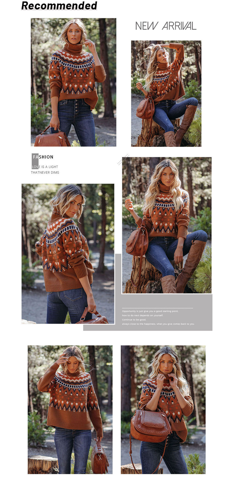 Women's vintage striped patchwork color sweater Halloween turtleneck sweater_voghion.com