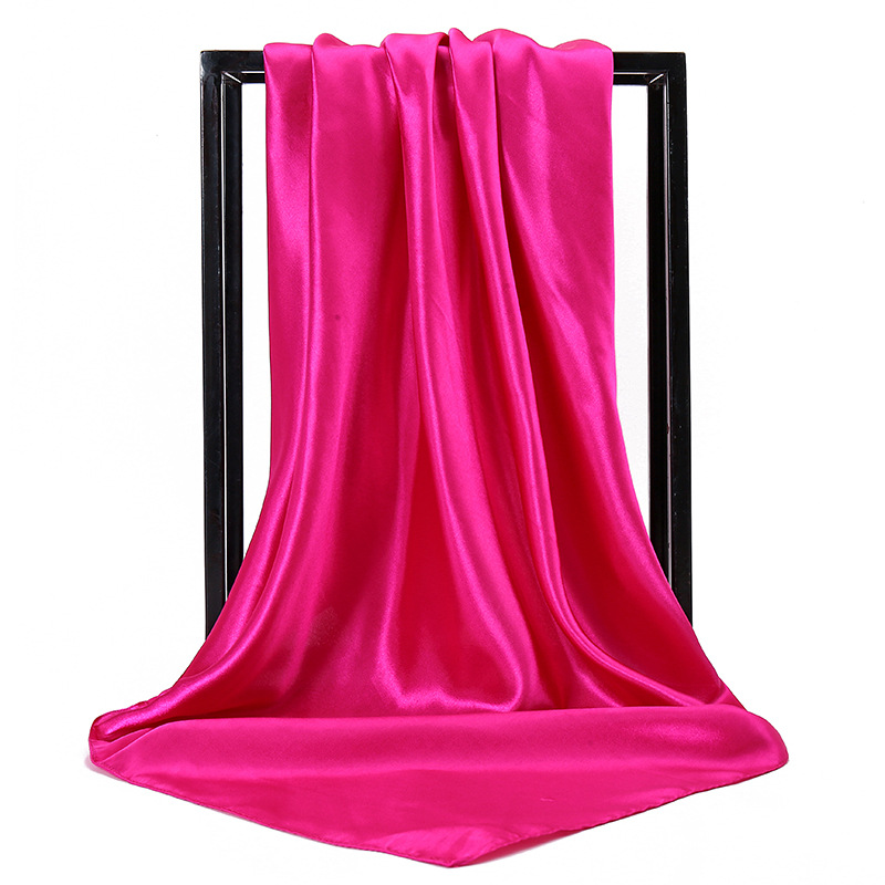Fashion temperament new satin women's pure color scarf imitation silk monochrome professional flight attendant square scarf_voghion.com