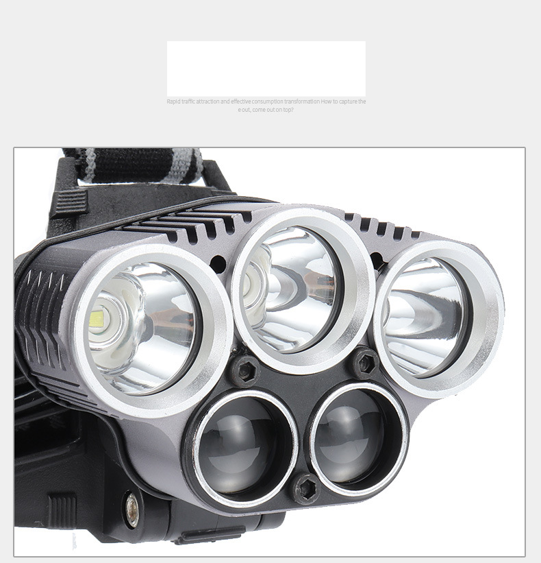USB charging outdoor night fishing 5LED strong head light outdoor multi-functional headlight_voghion.com
