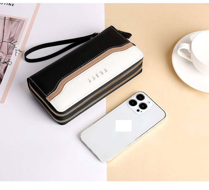 Women's Wallet Long Women's Wallet Hand Color Matching Large Capacity Double Layer Women's Wallet_voghion.com