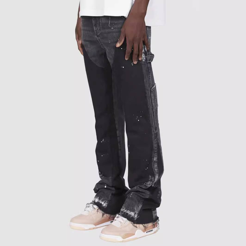 Men's Clothing Men's Denim Overalls Fashion Ins Overalls Hot Selling Elastic Patch Denim Layered Flared Pants_voghion.com