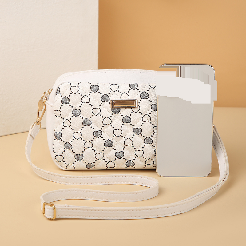 Borsa a tracolla da donna in materiale PU, semplice, alla moda, casual, adatta a tutti gli abbinamenti, con stampa d'amore e personalità._voghion.com