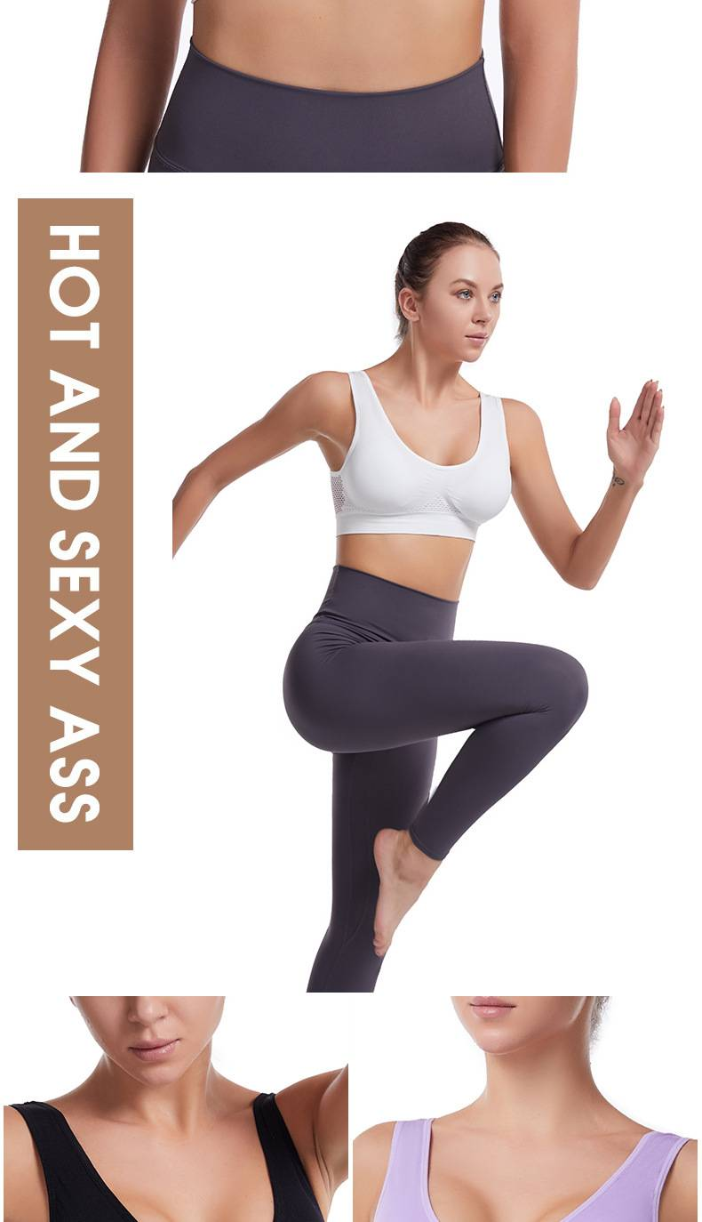 Reggiseno sportivo taglie forti, reggiseno sportivo in rete elasticizzata media traspirante scavato solido da donna_voghion.com