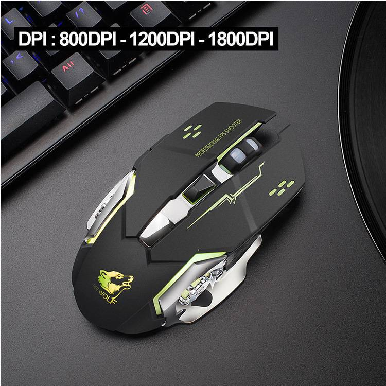 Mouse sem fio para jogos X8 com iluminação RGB, 2400 DPI, 6 botões, design ergonômico para PC/laptop - compatível com Mac e Windows (preto/branco/cinza)_voghion.com