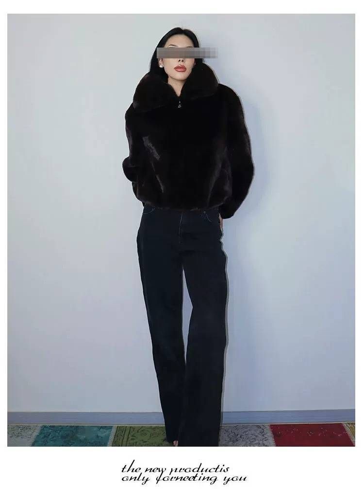 Cappotto invernale in pelliccia sintetica da donna – Collo spesso e morbido, vestibilità oversize, giacca corta ed elegante – Comodo e alla moda (nero)_voghion.com