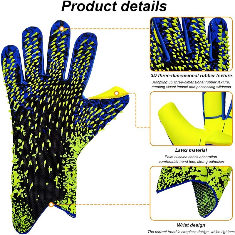 Fußball-Torwarthandschuhe für Kinder, Jugendliche und Erwachsene bieten extrem starke Kontrolle und Griffigkeit, atmungsaktive und bequeme Fußball-Torwarthandschuhe_voghion.com